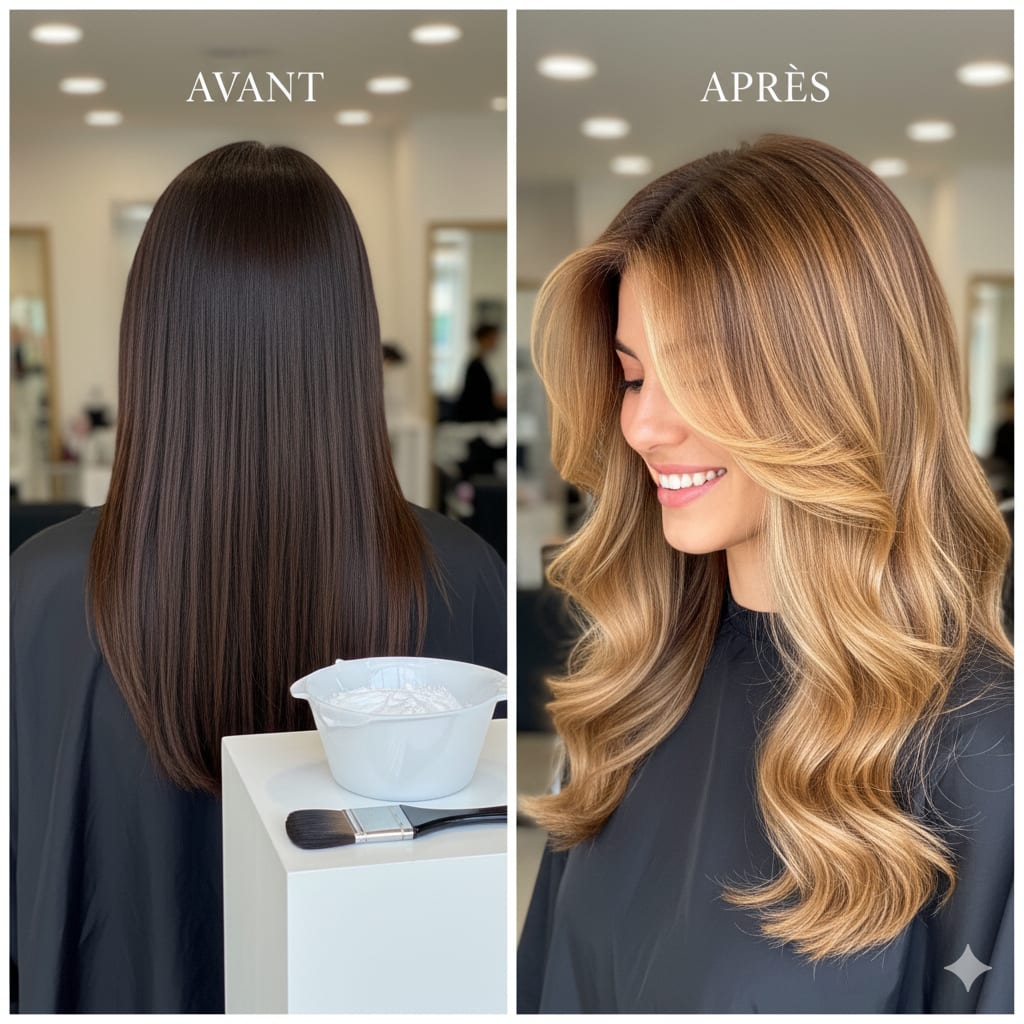 Avant/après balayage caramel
